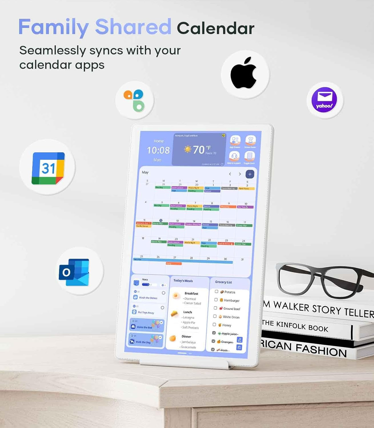 Cozyla 15.6" Android Tablet Wall Calendar – Touchscreen Digital Chore Chart, To-Do List & Meal Planner with Stand & Wall Mount, Supports All Google Play Apps (White)