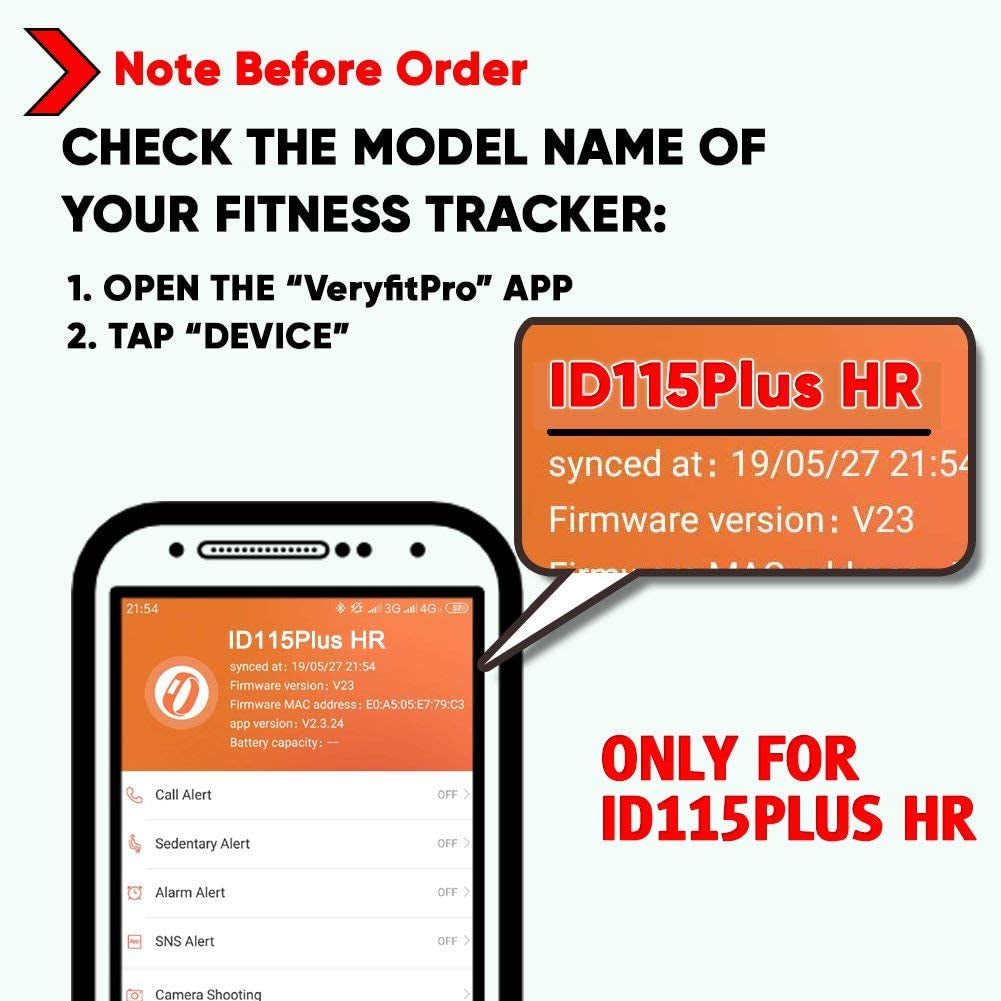 Replacement Bands for Veryfit Pro ID115Plus HR Fitness Tracker | Compatible Smartwatch Straps