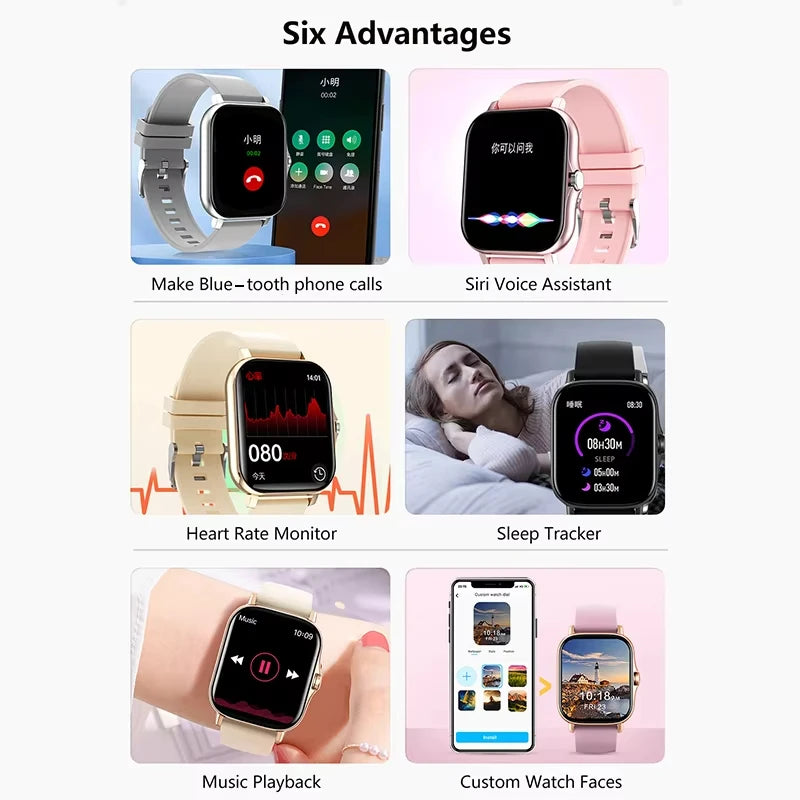 2025 New Smart Bluetooth Call & Message Reminder Watch – Full Touch Screen Fitness Tracker for Men & Women, Perfect Gift
