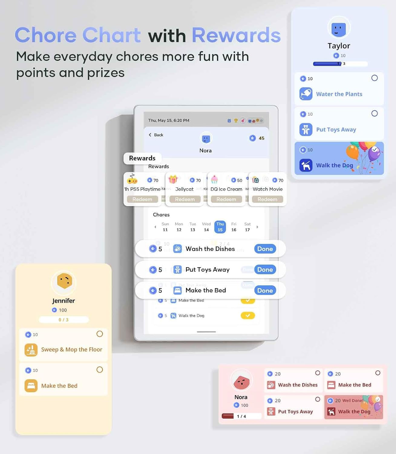 Cozyla 15.6" Android Tablet Wall Calendar – Touchscreen Digital Chore Chart, To-Do List & Meal Planner with Stand & Wall Mount, Supports All Google Play Apps (White)