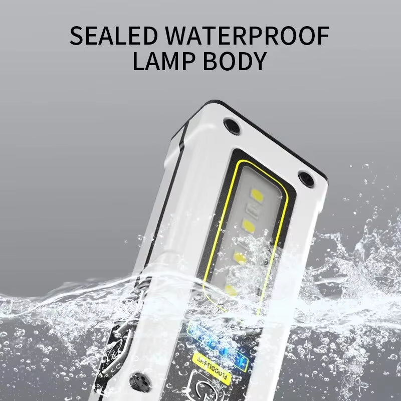 Super Bright LED Work Lamp with Magnet, SOS Alarm, Keychain Power Bank, Waterproof Emergency Flashlight