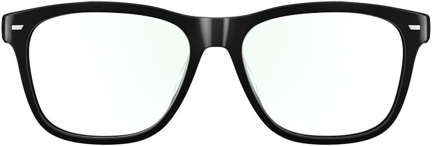Echo Frames (Latest Model) – Smart Glasses with Alexa Built-In, Square Classic Black Frames with Blue Light Filtering Lenses