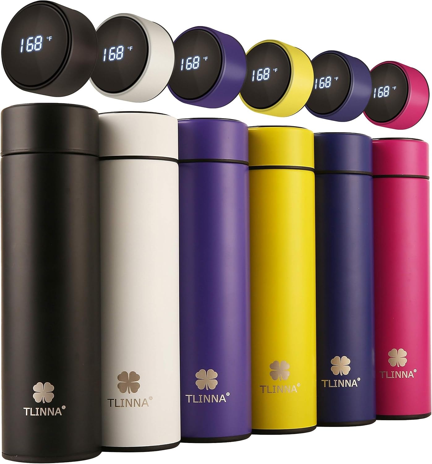 Smart Insulated Bottle with LED Temperature Display – Double Wall Vacuum Coffee & Tea Infuser, Sports Water Bottle, Keeps Drinks Hot or Cold for 24 Hours (Black)