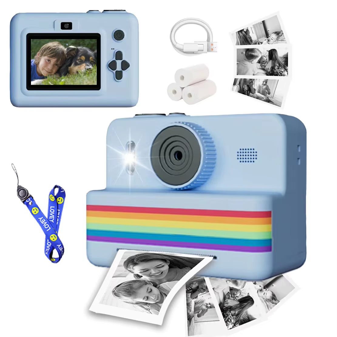 Digital Kids Camera with Mini Thermal Printer – Portable Instant Photo Printer, 2.8" Screen, HD Video, Fun Gift Toy for Children