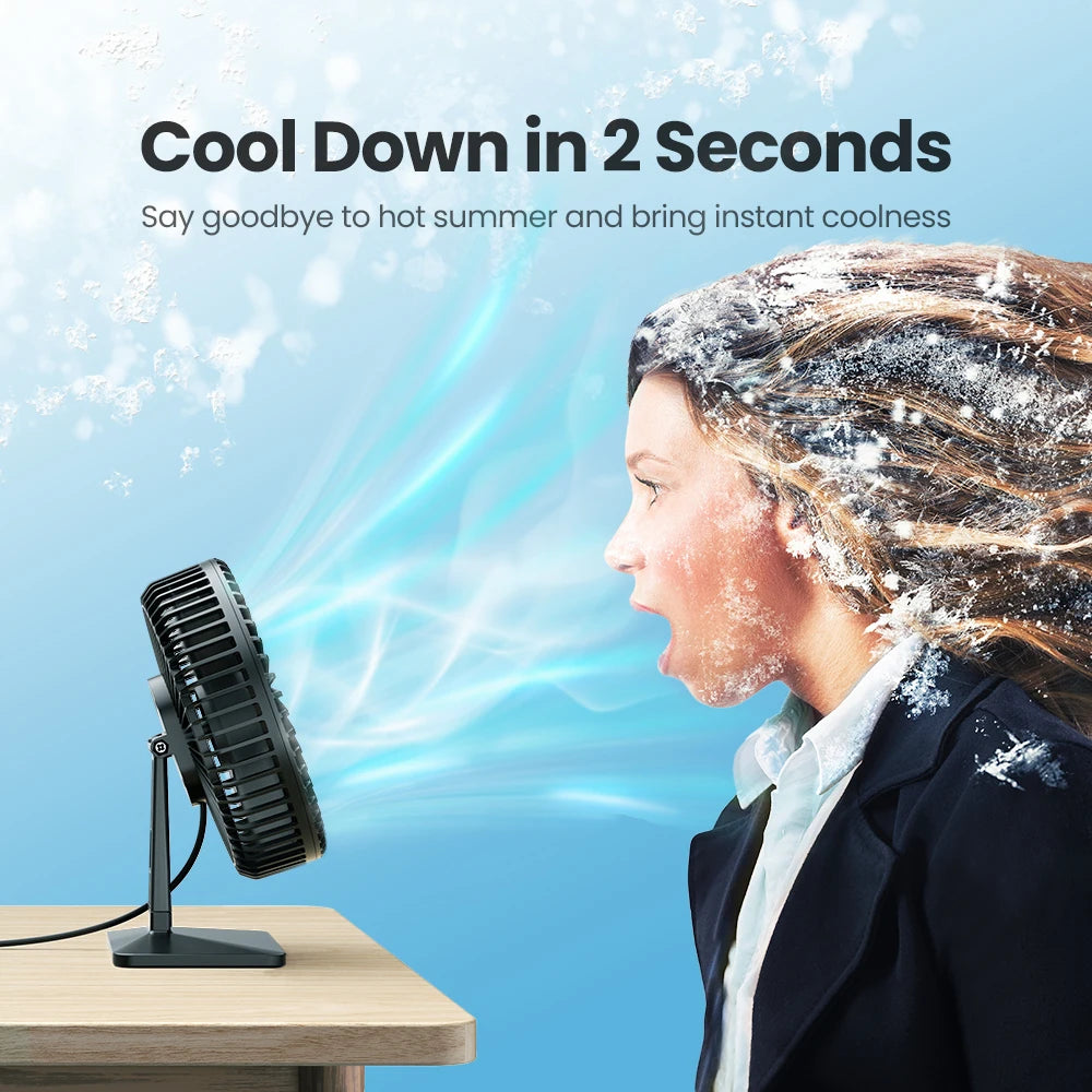 GAIATOP Portable Desk Fan – USB Powered, 90° Adjustable, Ultra-Quiet with 4-Speed Settings, Perfect for Home, Office & Desk Use