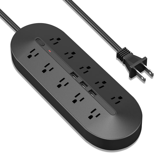 2 Prong Power Strip with 3 USB Ports, 2 Prong to 3 Prong Outlet Adapter, 6.6Ft Extension Cord, 5V 3.4A USB, 2 Prong Surge Protector – Black
