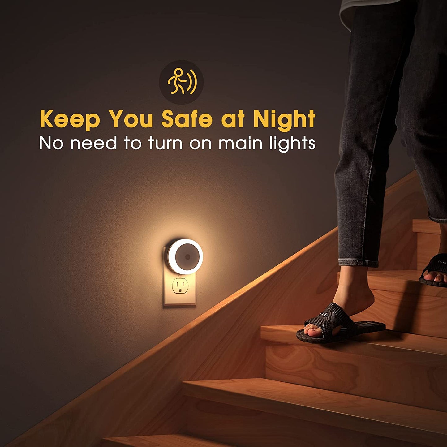  LED Night Lights Plug into Wall [4-Pack.] Automatic Light Sensor | Warm White Glow | For Kids, Bathroom, Hallway & More