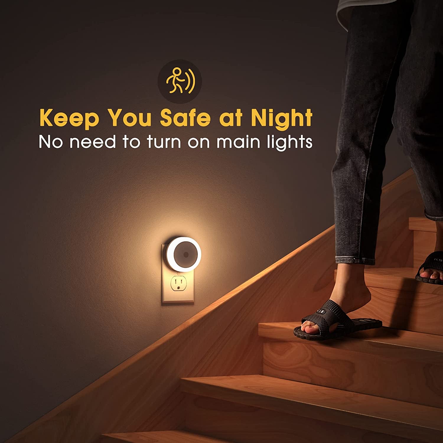  LED Night Lights Plug into Wall [4-Pack.] Automatic Light Sensor | Warm White Glow | For Kids, Bathroom, Hallway & More