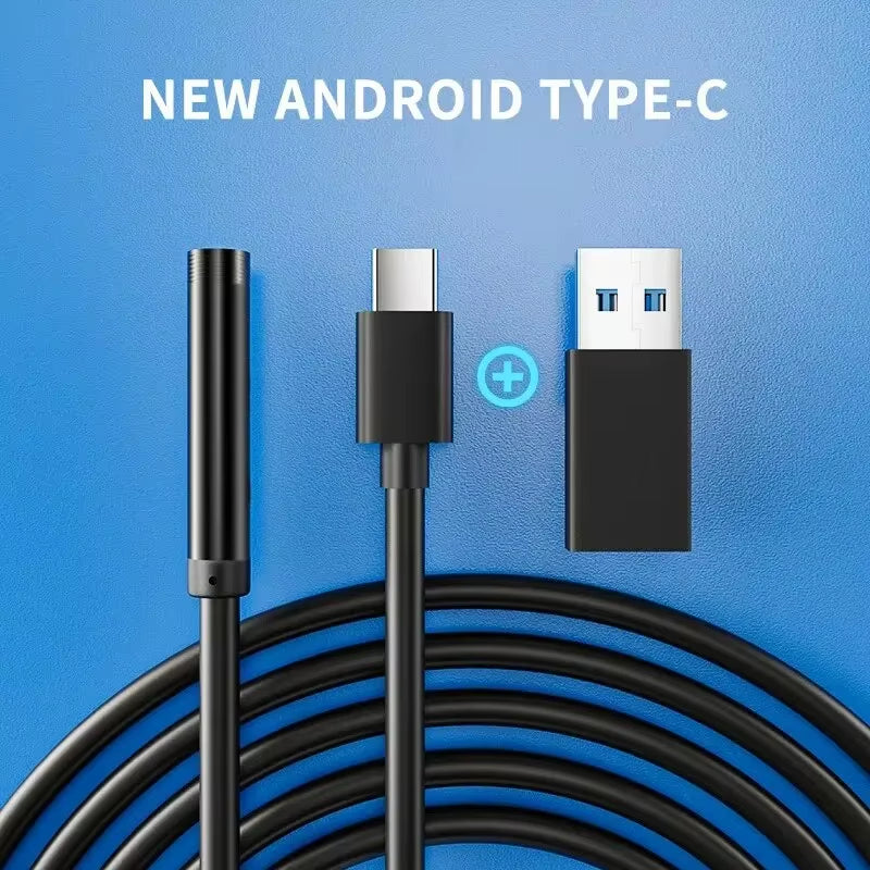 7.0MM IP67 Waterproof USB Type-C Endoscope Camera with 6 Adjustable LEDs – Flexible Inspection Borescope for Android Phones & PCs