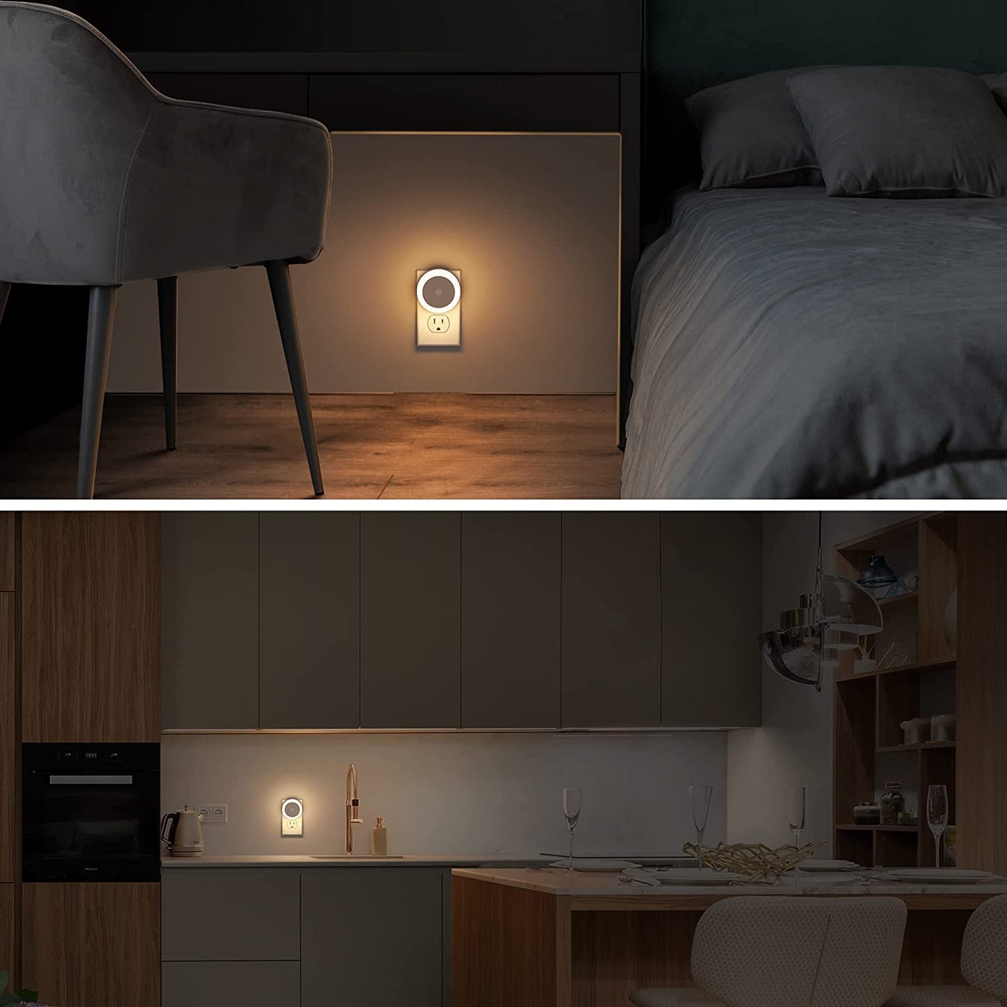  LED Night Lights Plug into Wall [4-Pack.] Automatic Light Sensor | Warm White Glow | For Kids, Bathroom, Hallway & More