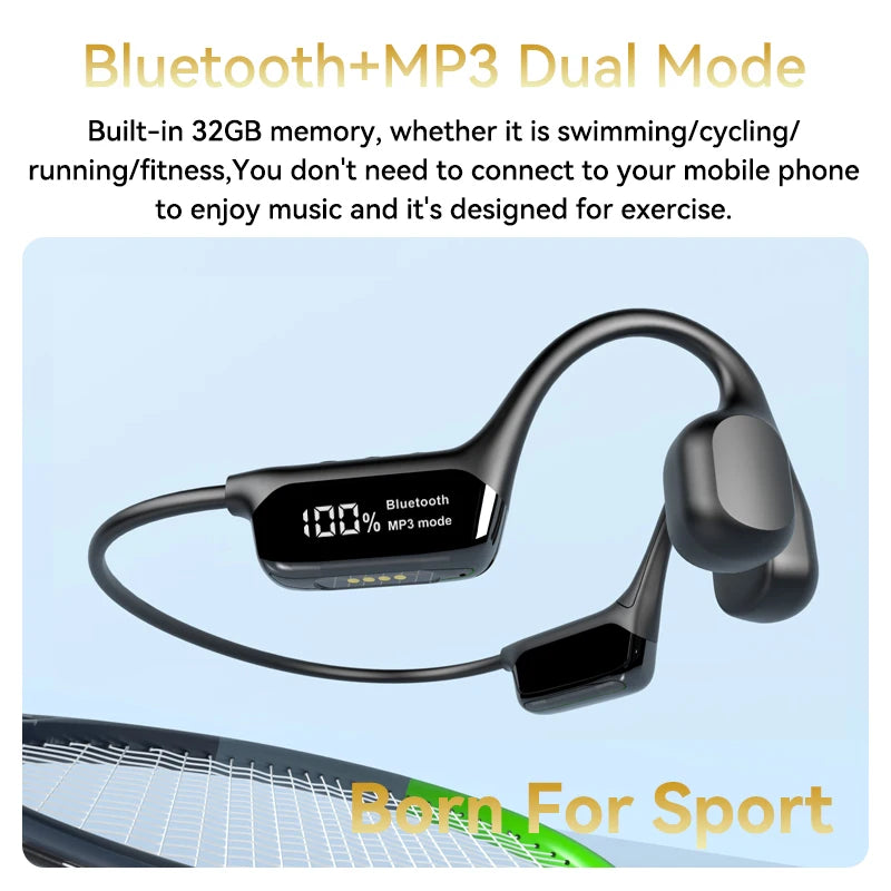 Bluetooth 5.4 Bone Conduction Headphones – Wireless IPX8 Waterproof Sports Earphones with 32GB MP3 Player, Perfect for Swimming & Outdoor Activities