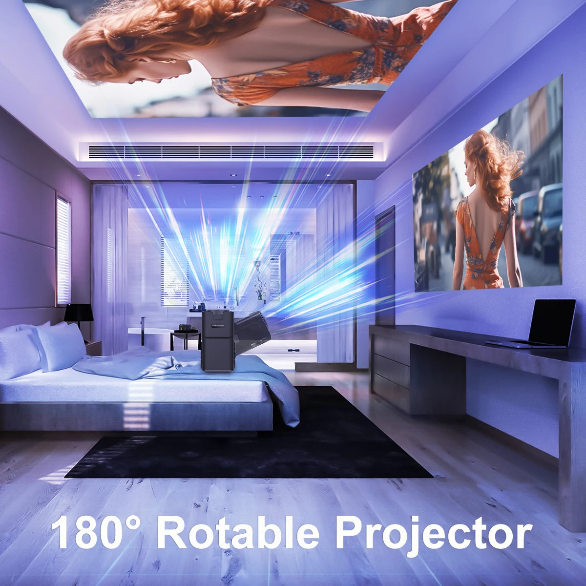 4K Android 11 Portable Projector – Native 1080P, 390 ANSI Lumens, Dual WiFi 6 & BT 5.0, Model HY320 (Upgraded HY300)