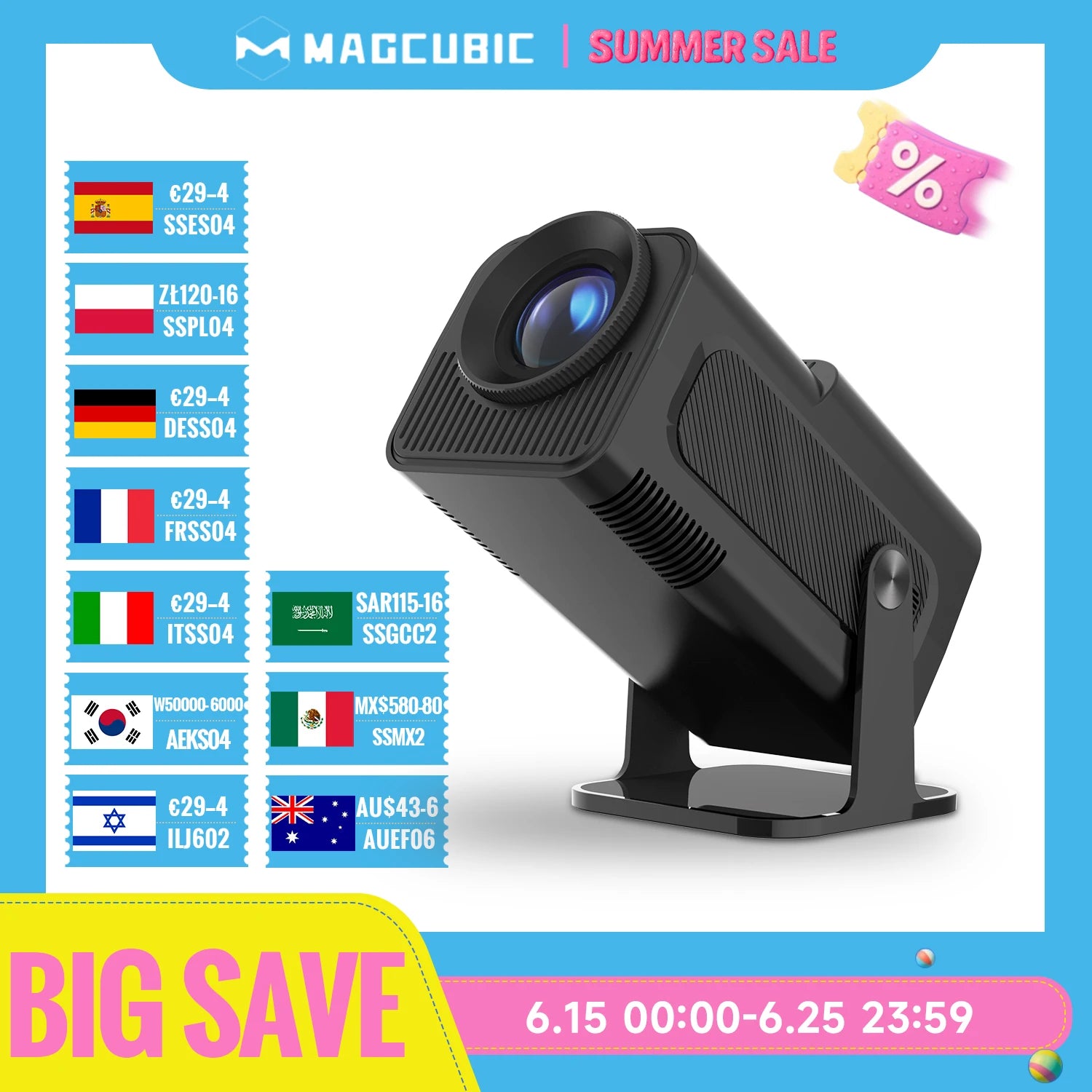 4K Android 11 Portable Projector – Native 1080P, 390 ANSI Lumens, Dual WiFi 6 & BT 5.0, Model HY320 (Upgraded HY300)