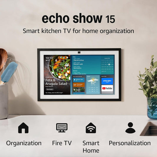 Echo Show 15 (Newest Model) – 15.6" Full HD Smart Kitchen Hub with Built-In Fire TV & Alexa