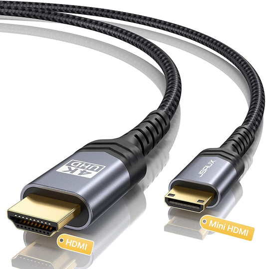 Mini HDMI to HDMI Cable 6FT – 4K@60Hz Ultra HD | Braided Nylon, Aluminum Shell | High-Speed HDMI 2.0 for Camera, Tablet, Laptop, Raspberry Pi – Gray