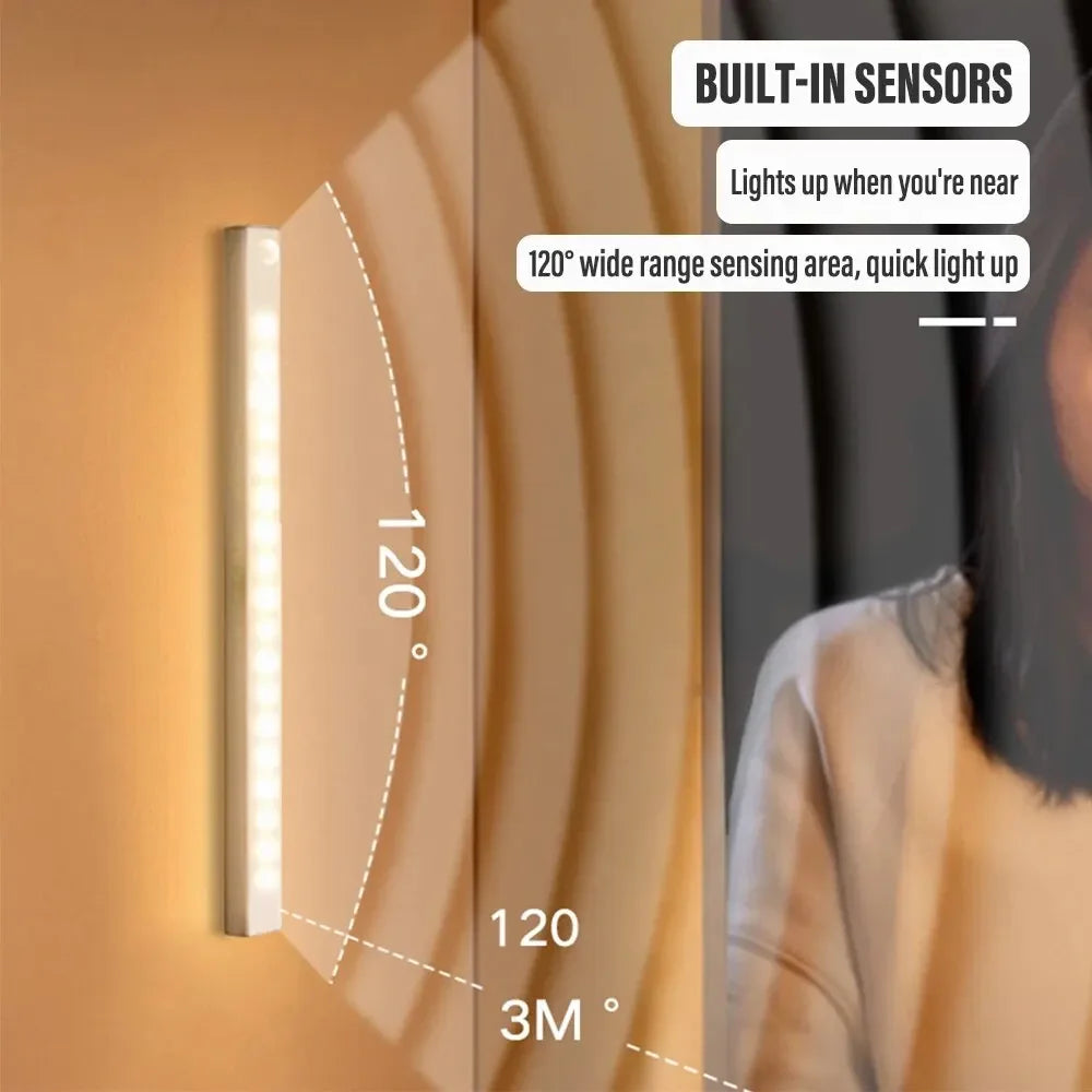 LED Motion Sensor Light Wireless Rechargeable Night Light with USB Type-C Charging – Cabinet, Wardrobe, Staircase, Kitchen Backlight