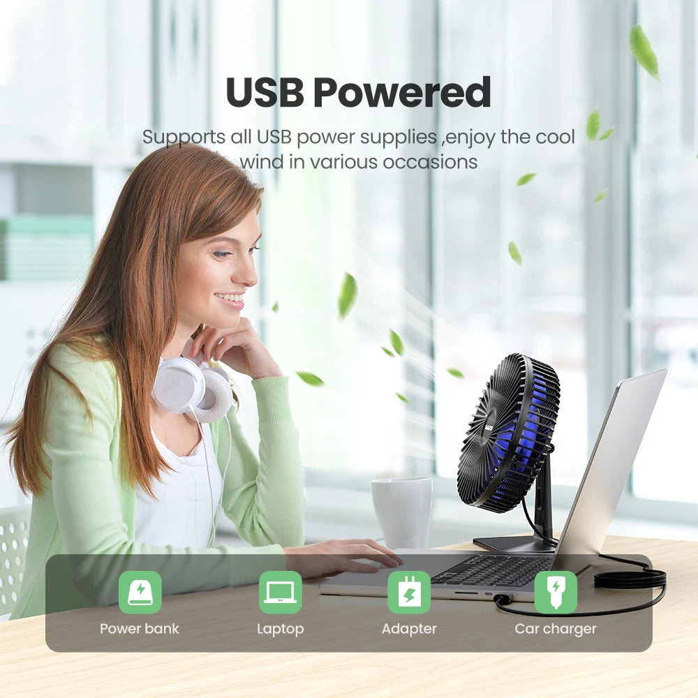 GAIATOP Portable Desk Fan – USB Powered, 90° Adjustable, Ultra-Quiet with 4-Speed Settings, Perfect for Home, Office & Desk Use