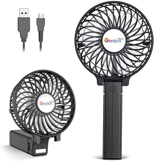 Portable Handheld Fan – Powerful & Durable with 4000mAh Battery, 180° Foldable Mini Table Fan, USB Rechargeable for Personal, Travel & Office Use (Black)