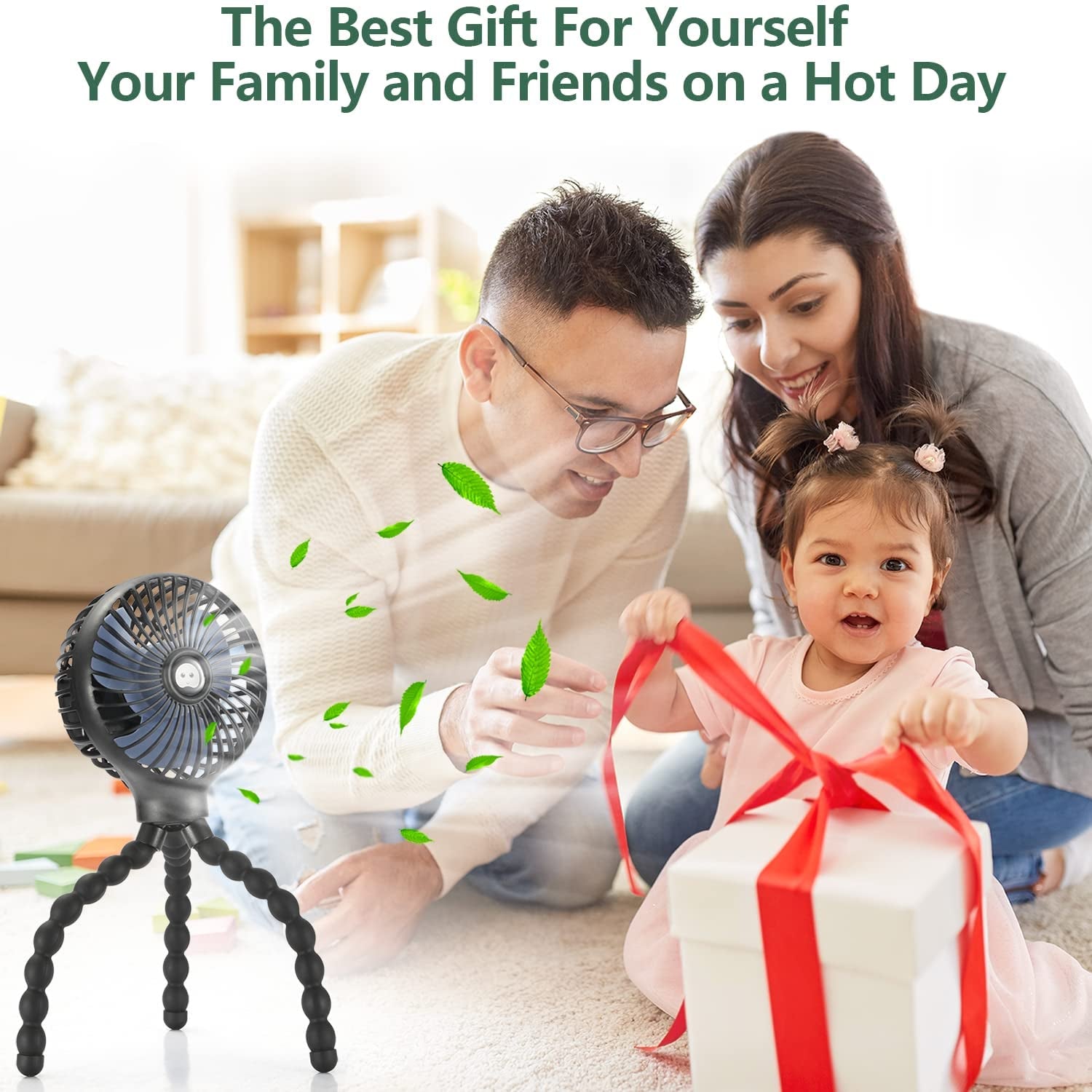 Mini Handheld Personal Portable Fan – USB & Battery Powered with Flexible Tripod Clip for Baby Strollers, Car Seats, Desks, Bikes, Cribs & Outdoor Use (Black)