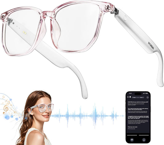 AI-Powered Smart Glasses with Bluetooth & 150+ Language Translation – Stylish Multifunction Glasses for Men & Women (White)