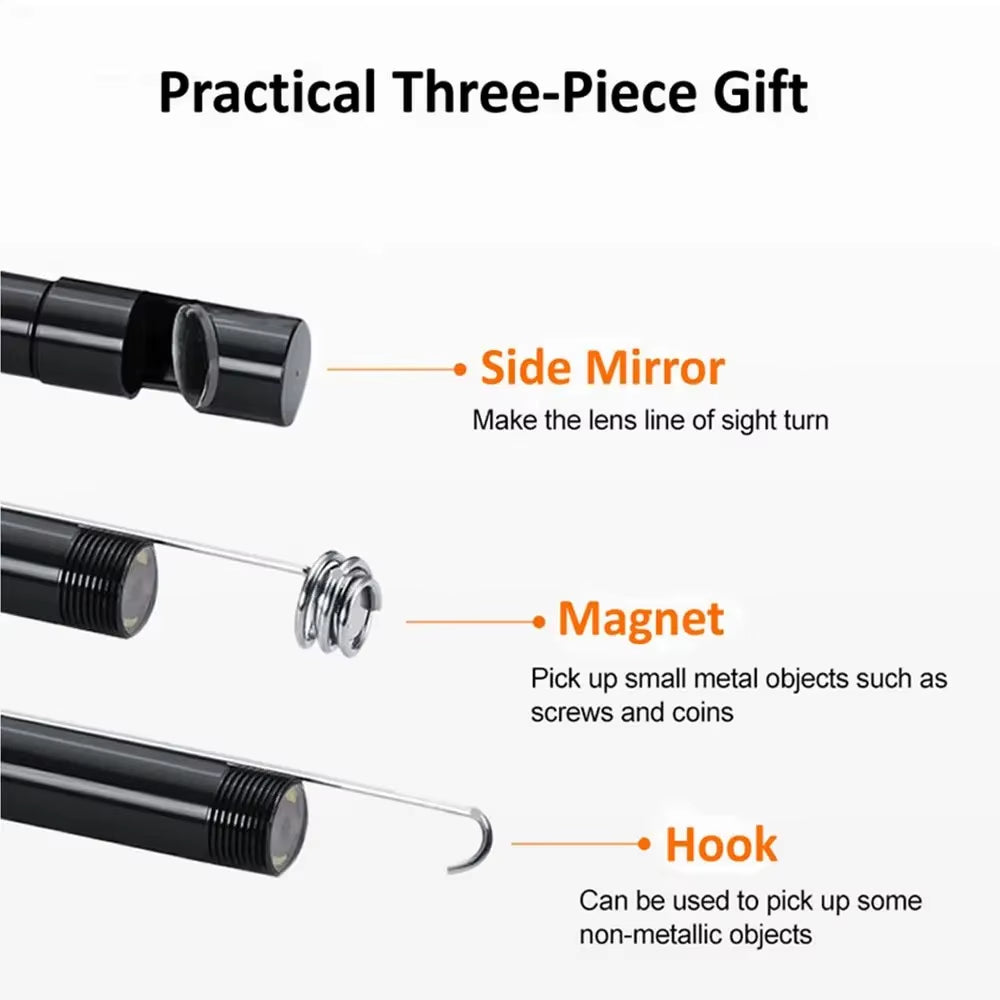7.0MM IP67 Waterproof USB Type-C Endoscope Camera with 6 Adjustable LEDs – Flexible Inspection Borescope for Android Phones & PCs