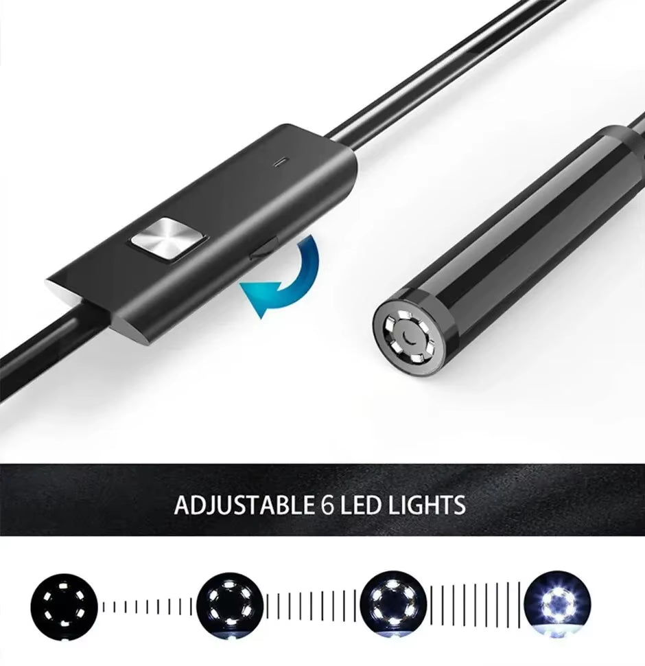 7.0MM IP67 Waterproof USB Type-C Endoscope Camera with 6 Adjustable LEDs – Flexible Inspection Borescope for Android Phones & PCs