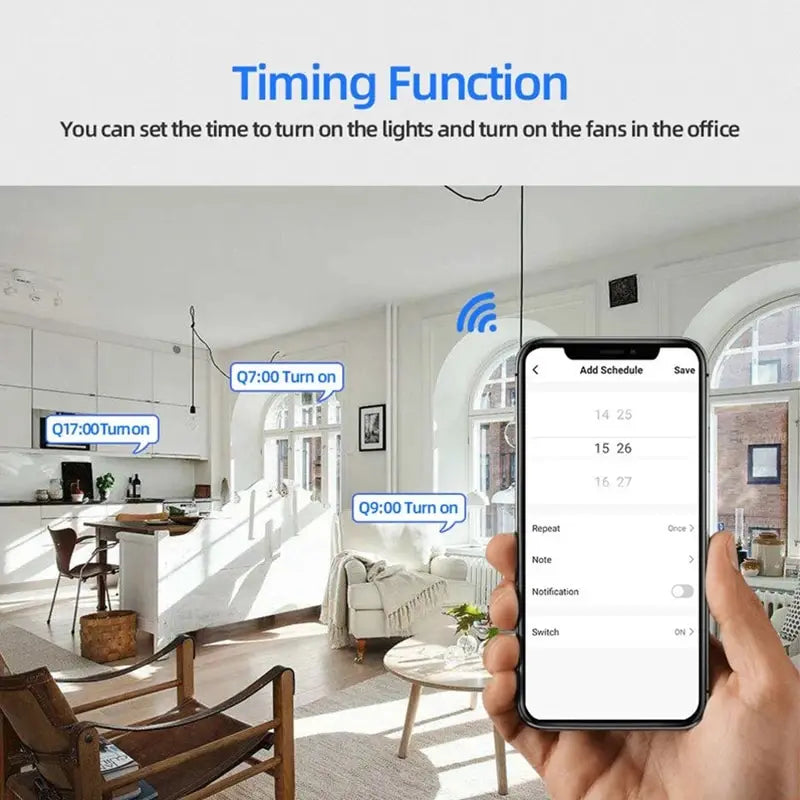 16A WiFi Smart Switch - Wireless Relay Breaker with Remote & Voice Control, Compatible with Alexa, Google Home & eWeLink