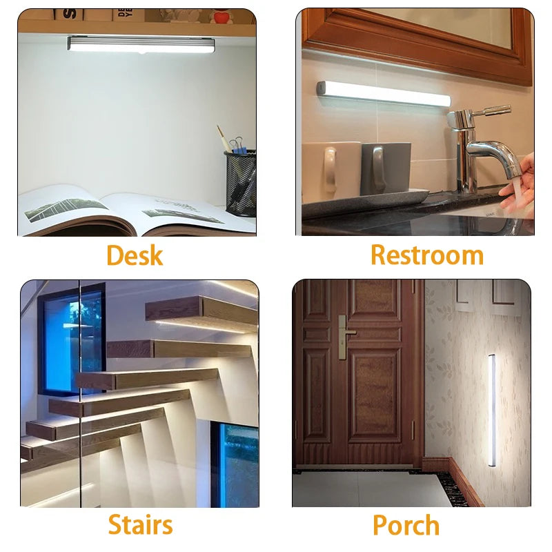 LED Motion Sensor Light Wireless Rechargeable Night Light with USB Type-C Charging – Cabinet, Wardrobe, Staircase, Kitchen Backlight
