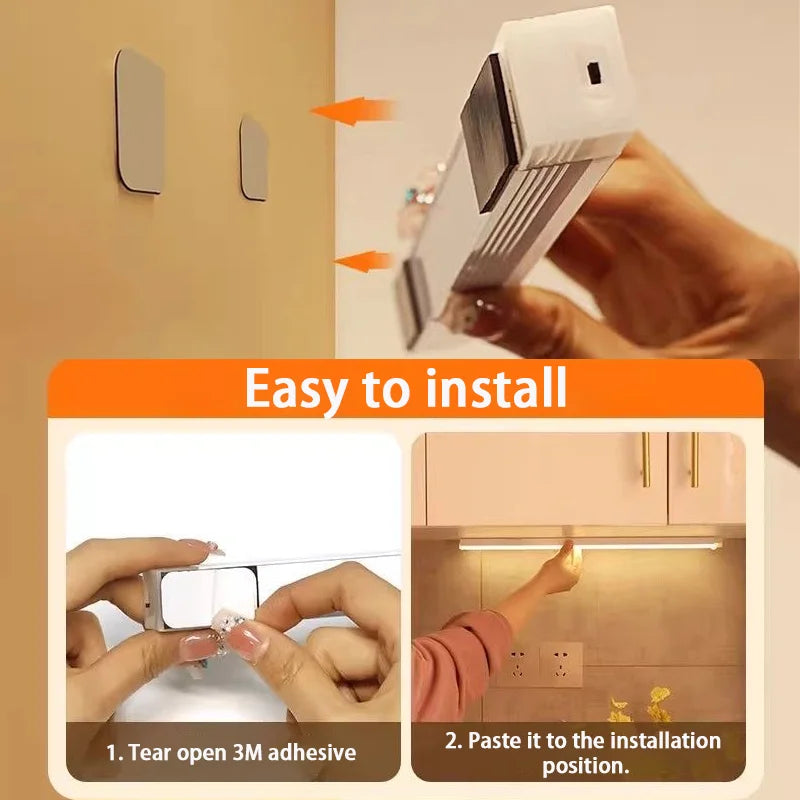 LED Motion Sensor Light Wireless Rechargeable Night Light with USB Type-C Charging – Cabinet, Wardrobe, Staircase, Kitchen Backlight