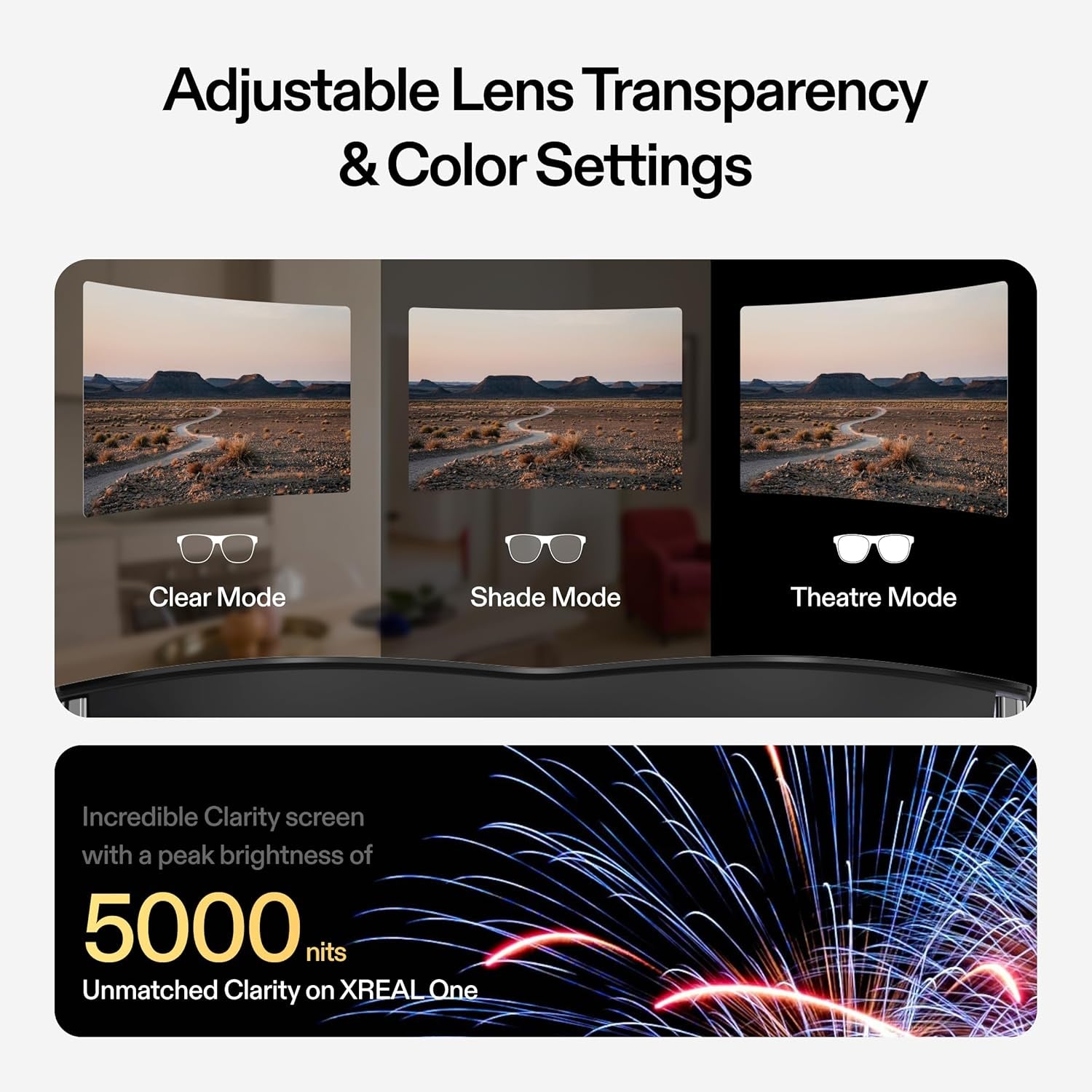One AR Smart Glasses with X1 Chip – 147" 120Hz HD Display, 3DoF Motion, Adjustable Lens Transparency & Premium Audio | Compatible with iPhone 16/15, Steam Deck, ROG, Mac, PC, Android & iOS