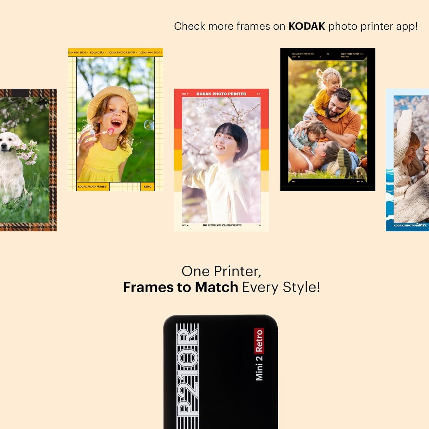 Mini 2 Retro Portable Photo Printer – 4PASS High-Quality Prints (2.1" x 3.4") with 8 Sheets Included, Black