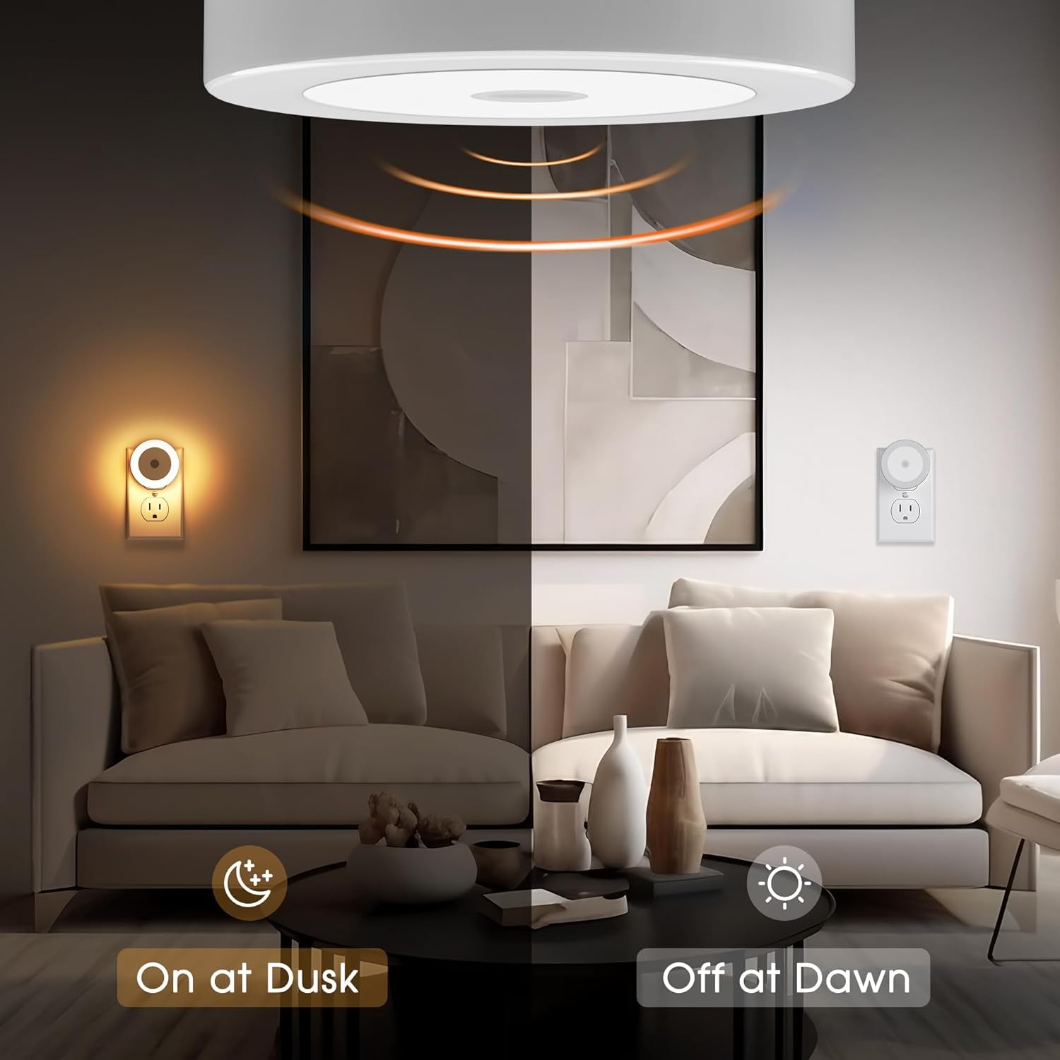 LED Night Lights Plug into Wall [4-Pack.] Automatic Light Sensor | Warm White Glow | For Kids, Bathroom, Hallway & More