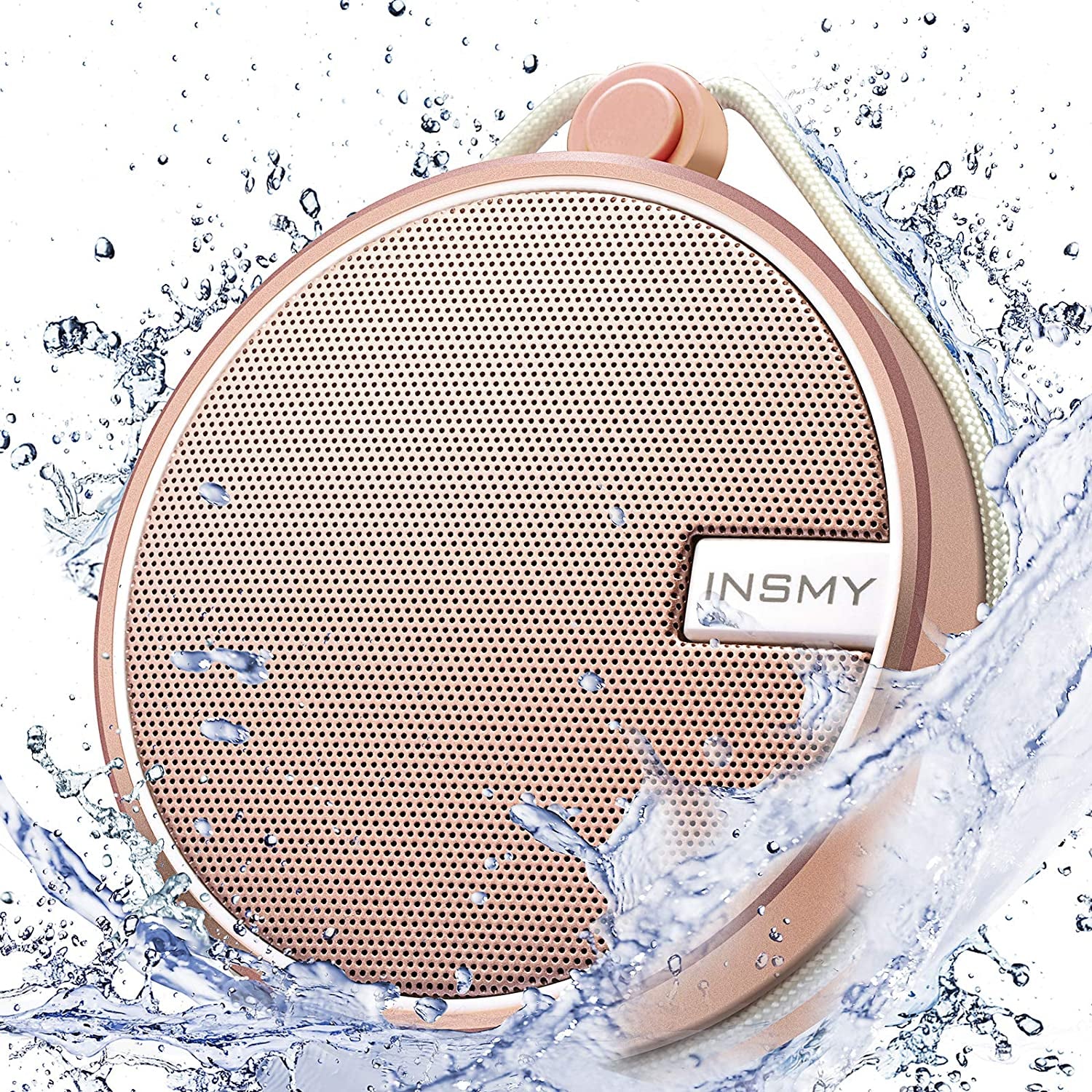 C12 IPX7 Waterproof Bluetooth Shower Speaker – Portable Wireless Speaker with Loud, Clear Sound, TF Card Support & Suction Cup – Perfect for Outdoor, Kayak, Beach (Cashmere Pink)