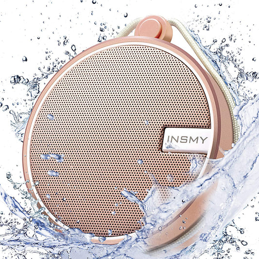 C12 IPX7 Waterproof Bluetooth Shower Speaker – Portable Wireless Speaker with Loud, Clear Sound, TF Card Support & Suction Cup – Perfect for Outdoor, Kayak, Beach (Cashmere Pink)