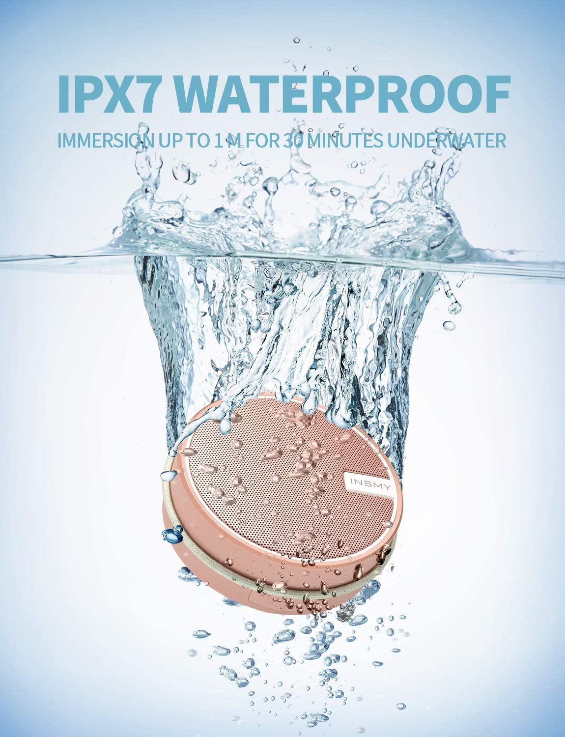 C12 IPX7 Waterproof Bluetooth Shower Speaker – Portable Wireless Speaker with Loud, Clear Sound, TF Card Support & Suction Cup – Perfect for Outdoor, Kayak, Beach (Cashmere Pink)