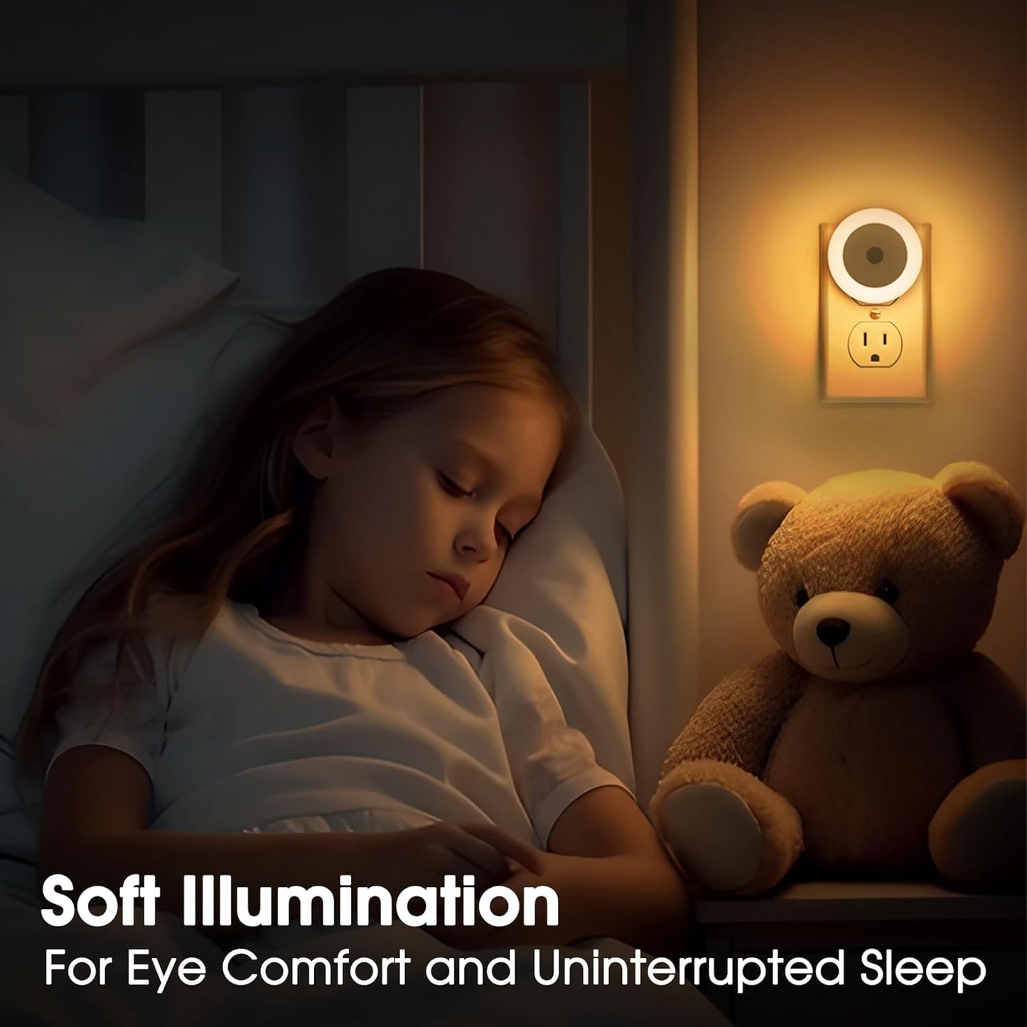 LED Night Lights Plug into Wall [4-Pack.] Automatic Light Sensor | Warm White Glow | For Kids, Bathroom, Hallway & More