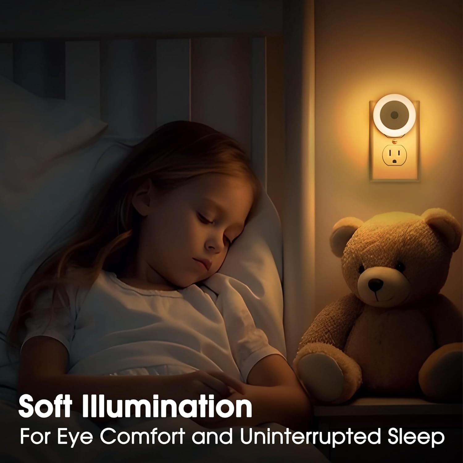  LED Night Lights Plug into Wall [4-Pack.] Automatic Light Sensor | Warm White Glow | For Kids, Bathroom, Hallway & More