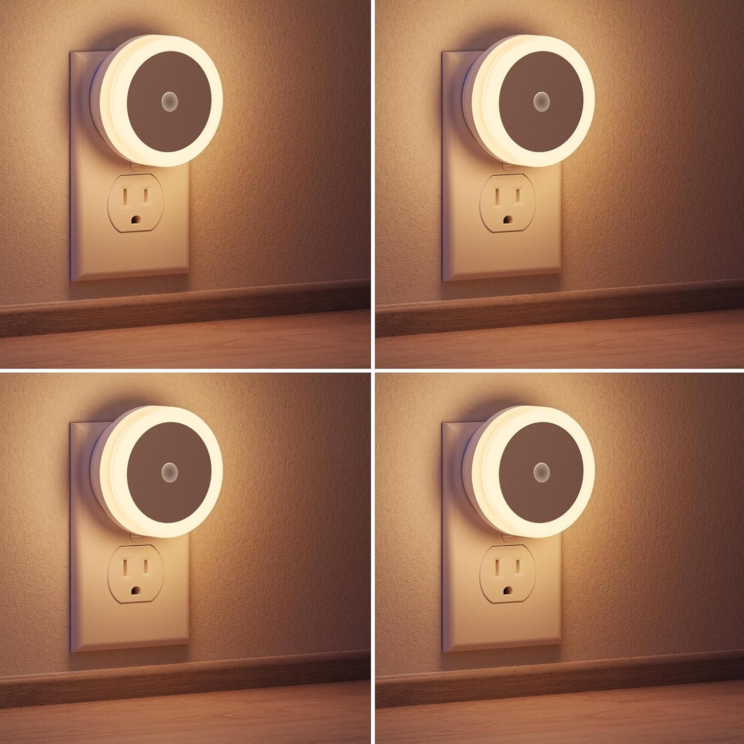  LED Night Lights Plug into Wall [4-Pack.] Automatic Light Sensor | Warm White Glow | For Kids, Bathroom, Hallway & More