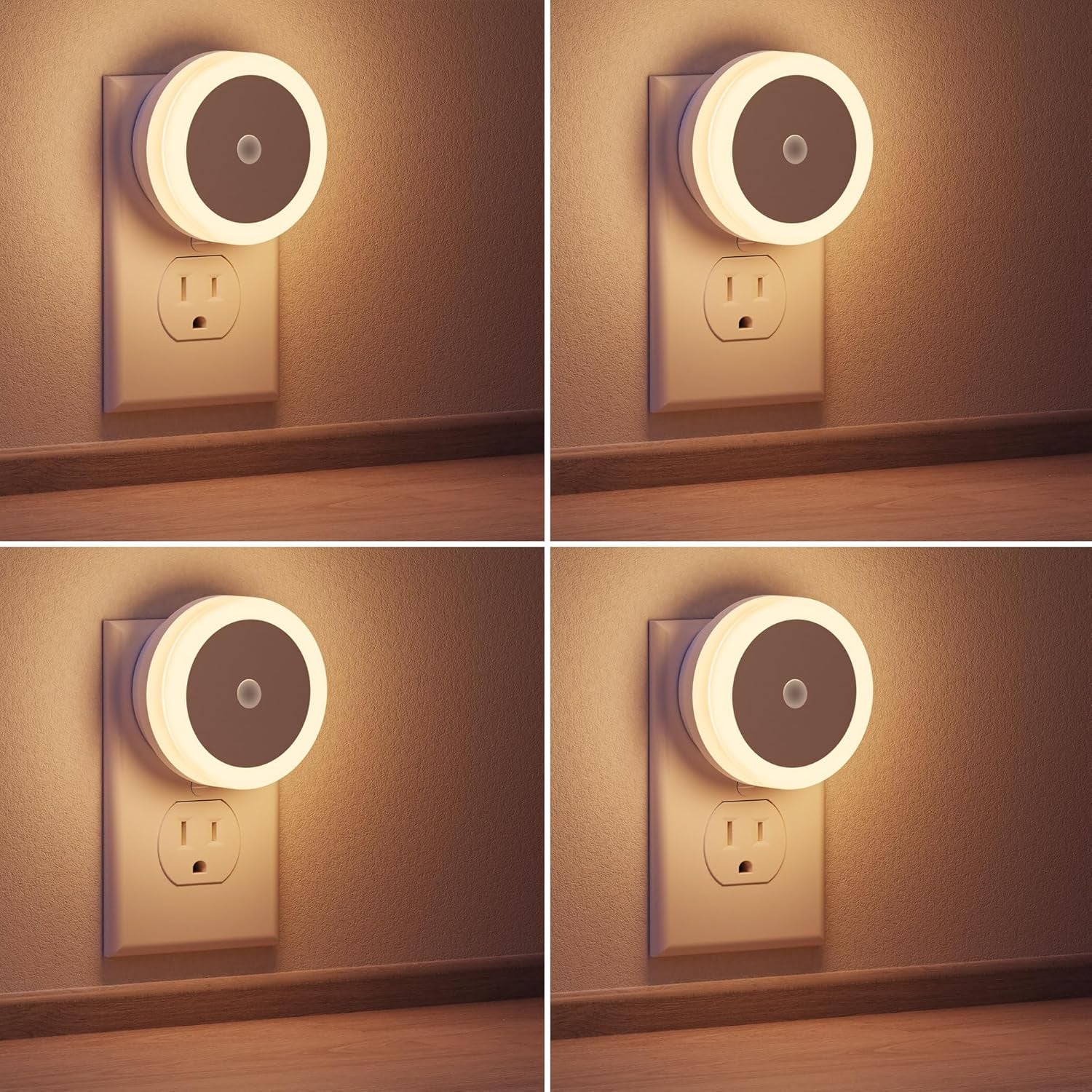  LED Night Lights Plug into Wall [4-Pack.] Automatic Light Sensor | Warm White Glow | For Kids, Bathroom, Hallway & More