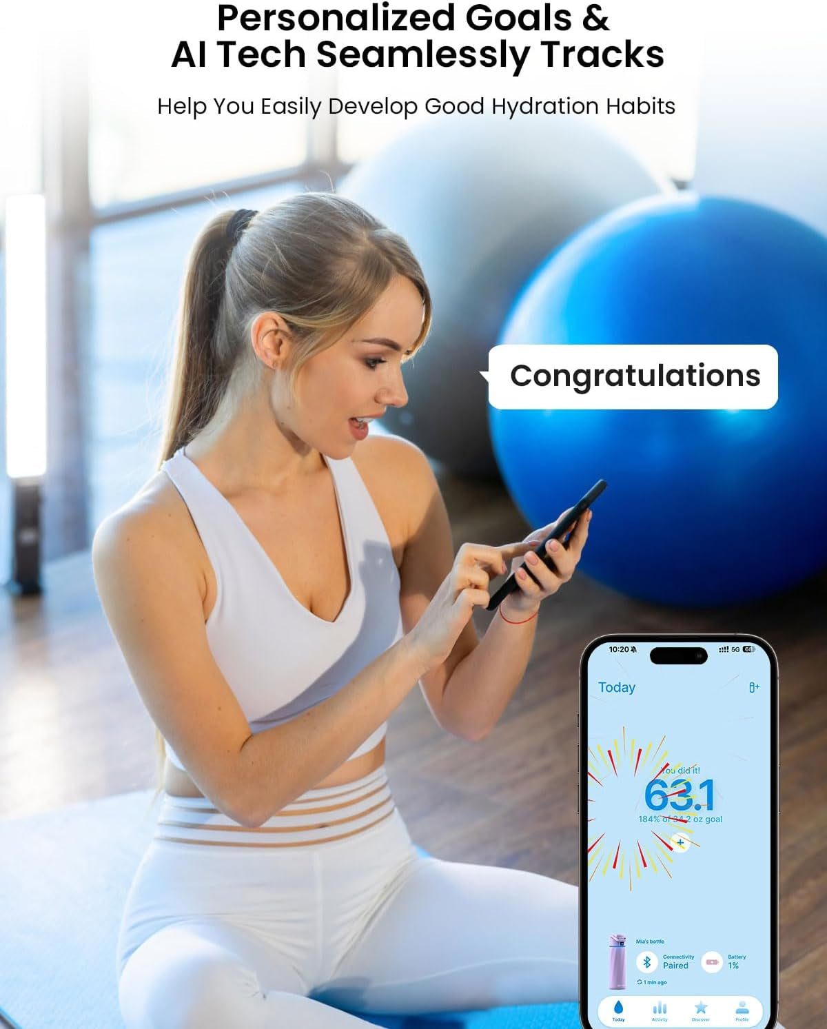 Boost Smart Water Bottle – 24oz BPA-Free Stainless Steel Vacuum Insulated with Hydration Reminder & App Tracker, Wide Mouth Design, Perfect Gift