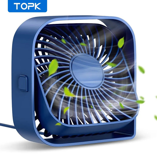 Mini Portable USB Desk Fan – Quiet 3-Speed Personal Fan with 360° Rotatable Head, Standing Table Fan for Room, Camping & Home Use