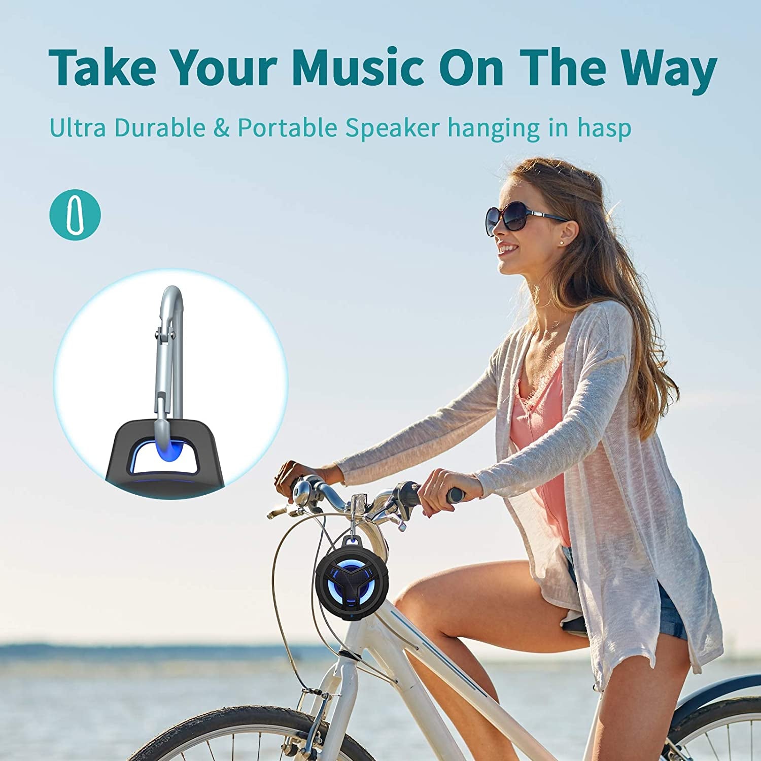 Bluetooth Shower Speaker – Portable IP67 Waterproof Wireless Speaker with LED Light & Floating Design, 2000mAh Battery, True Wireless Stereo for Kayak, Beach & Gifts (Unisex, Black)
