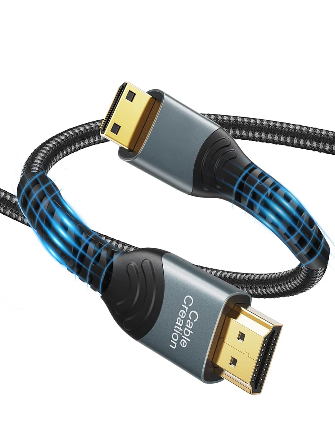 10FT Mini HDMI to HDMI Cable – High-Speed 4Kx2K 60Hz Male-to-Male Adapter with Cable Tie, Compatible with Cameras, Camcorders, Laptops, HDTVs & Raspberry Pi Zero W
